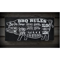 Barbecue BBQ Grill Rules Pig Father&apos;s Day Dad Man Cave Wood Sign Decoration Gift   132744709795